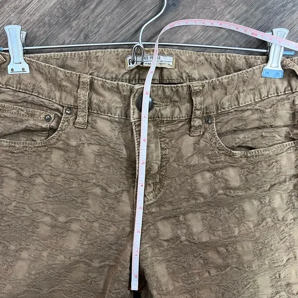 Free People Olive Green Victorian/Gothic Patterned Ankle Jeans - Picture 12 of 15